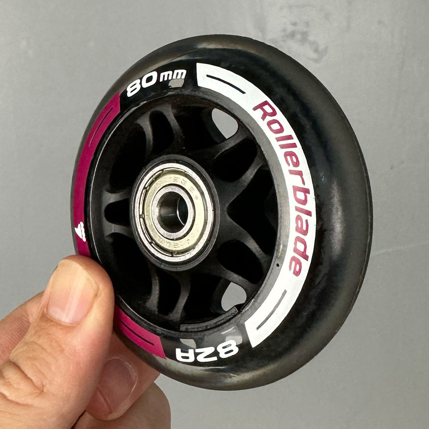 Roda Rollerblade 80mm 82A + Rolamentos (8 rodas) - Semi Nova